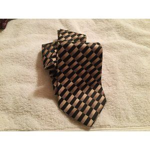 FLAWLESS Men's ARROW NECK TIE ~ BROWN BLACK GOLD 100% Silik